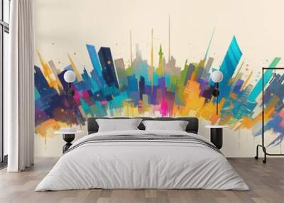 abstract colorful background with skylines  Wall mural