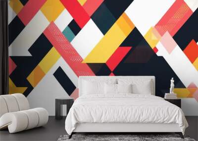 Colorful geometric vector pattern design with triangle， orange green red yellow tone Wall mural