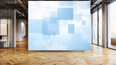 light blue  geometric tech elements on a minimalist background, featuring clean lines and modern design with ample copy space.

 Wall mural