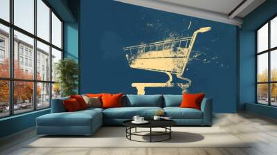 Simple Silhouette of an E-Commerce Shopping Cart Icon on a Deep Blue Grunge Background

 Wall mural