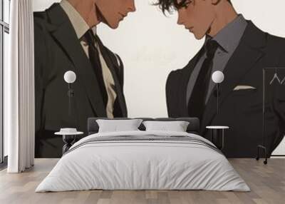 Two Young Men in Suits Wall mural