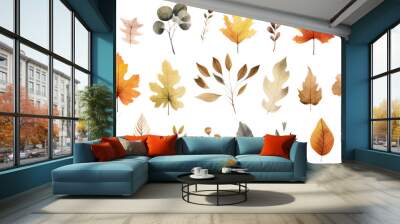  Collection of autumn-themed watercolor  Wall mural