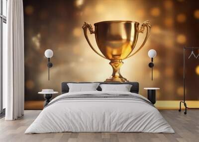 Golden trophy cup winner , Achievement success in education awards concept.  Wall mural