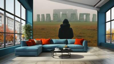 Mysterious Stonehenge in the Misty Landscape Wall mural