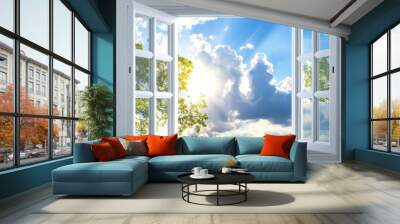 Serene Tranquility Through the Window Pane Wall mural