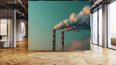 Smoke Billowing from Power Plant Chimneys  Wall mural