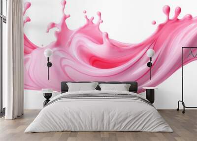 Splash of pink Milk Liquid isolated on transparent background, png, cut out. Wall mural