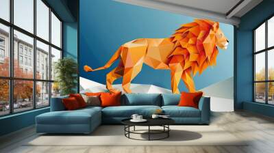 Abstract origami lion leading the animal kingdom a metaphor for powerful leadership Bold vector illustration Wall mural