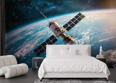 AI traffic control for low orbit satellites ensuring clear channels for internet in the sky Wall mural