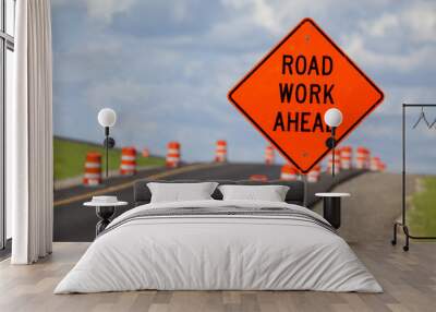 Road Construction Sign Wall mural