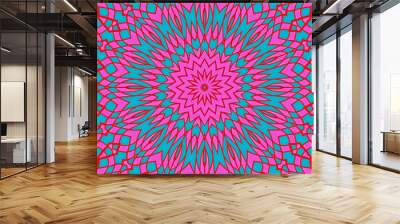 Abstract pink blue mandala style pattern  Wall mural