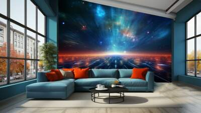 Futuristic space background with stars and nebula, 3d rendering Wall mural