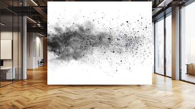 Dynamic abstract illustration of black powder explosion on white background Wall mural