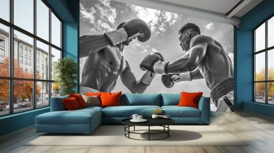 Two boxers engage in a competitive match during Boxing Day, showcasing their skills under the sun Wall mural