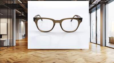 Vintage retro frame eyeglasses on white background Wall mural