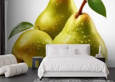 fresh pears on a white background 8 Wall mural