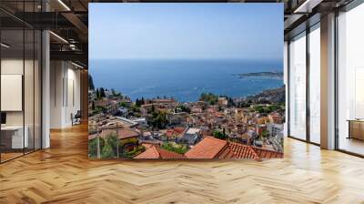 Taormina, view from Hotel Metropole, Sicily Wall mural