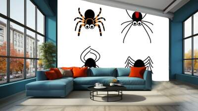 Set of cute spider in simple style, vector Wall mural