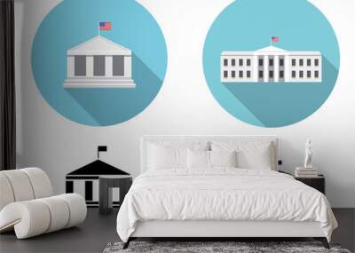 White house icons in flat and silhouette style Wall mural