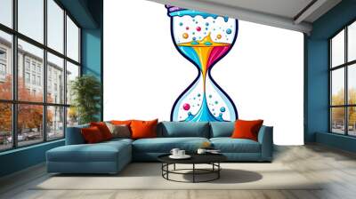 illustration of Hourglass and colorful liquid splashing on white background. Wall mural