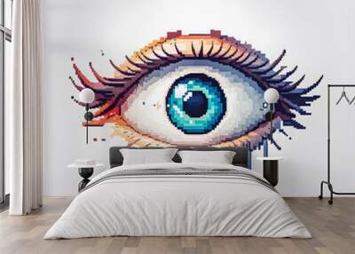 Illustration of Pixel art Eye on white background.	 Wall mural