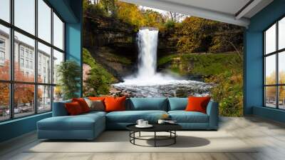 Minnehaha Fall Golden Leaves Wall mural