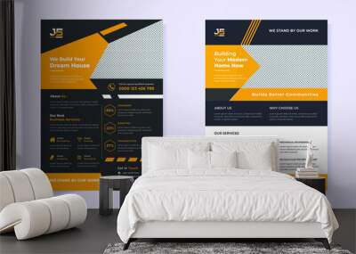 Creative and modern Construction a4 flyer template Wall mural