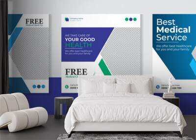 Medical healthcare social media post design bundle Wall mural