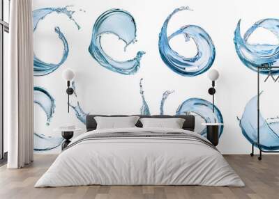 Different water splash shapes isolated on transparent background Wall mural