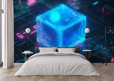 Data cube in futuristic technology Wall mural