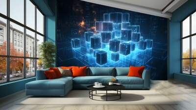 Infographics on big data array and future background Wall mural