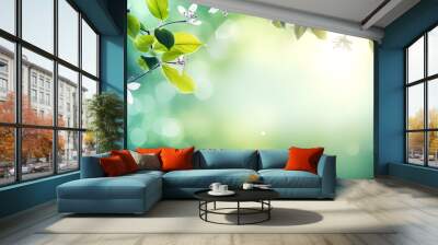 Spring season, vibrant green background Wall mural