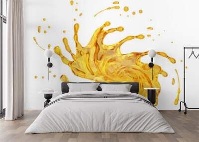 Oil splash or fruit orange liquid isolated on white background with Clipping path, 3d illustration. Wall mural