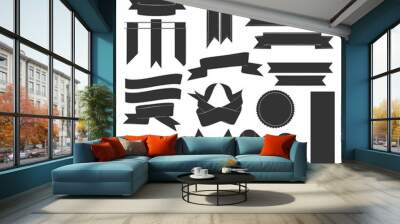 Banner ribbon set silhouette vector black shape Wall mural