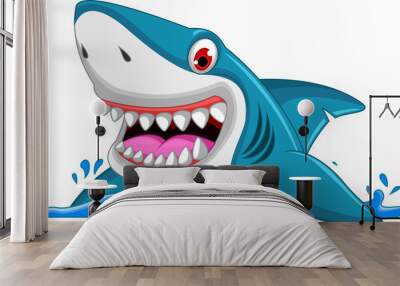 angry shark cartoon Wall mural