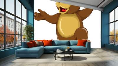 happy bear cartoon walking Wall mural