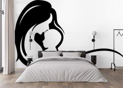 mother and baby silhouette Wall mural