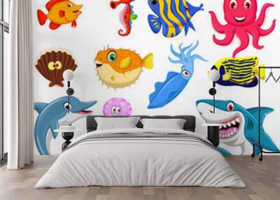 sea life cartoon collection Wall mural