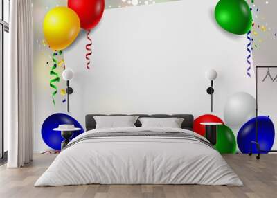 vector birthday with balloons and blank sign Wall mural