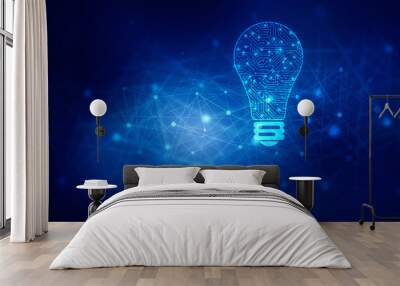  bulb future technology, innovation background, creative idea concept  Wall mural