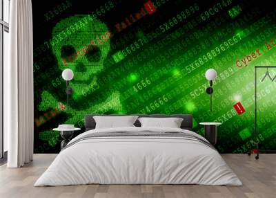 2d illustration abstract binary skull 
  Wall mural