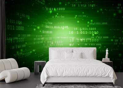 2d illustration abstract digital binary data on computer screen Wall mural