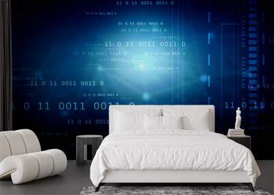 2d illustration abstract digital binary data on computer screen
 Wall mural