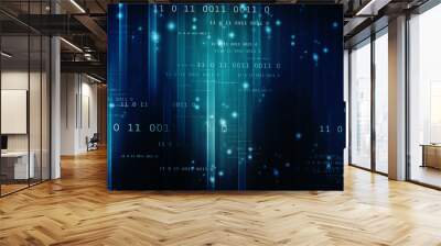 2d illustration abstract digital binary data on computer screen
 Wall mural