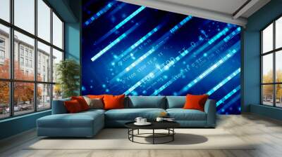 2d illustration abstract digital binary data on computer screen Wall mural