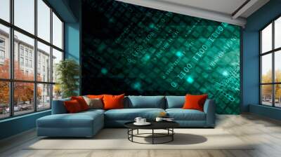 2d illustration abstract digital binary data on computer screen
 Wall mural