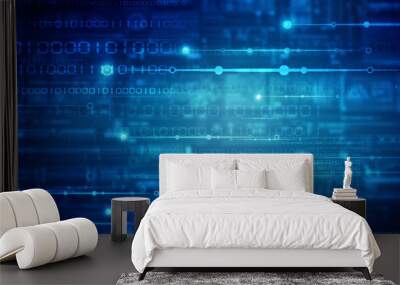 2d illustration Abstract futuristic electronic circuit technology background Wall mural