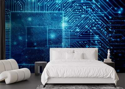 2d illustration Abstract futuristic electronic circuit technology background
 Wall mural