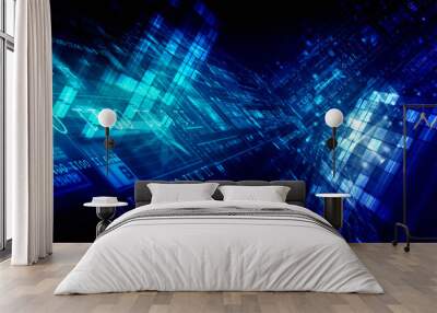 2d illustration Abstract futuristic electronic circuit technology background Wall mural