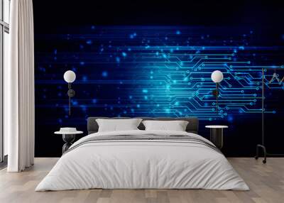 2d illustration Abstract futuristic electronic circuit technology background Wall mural